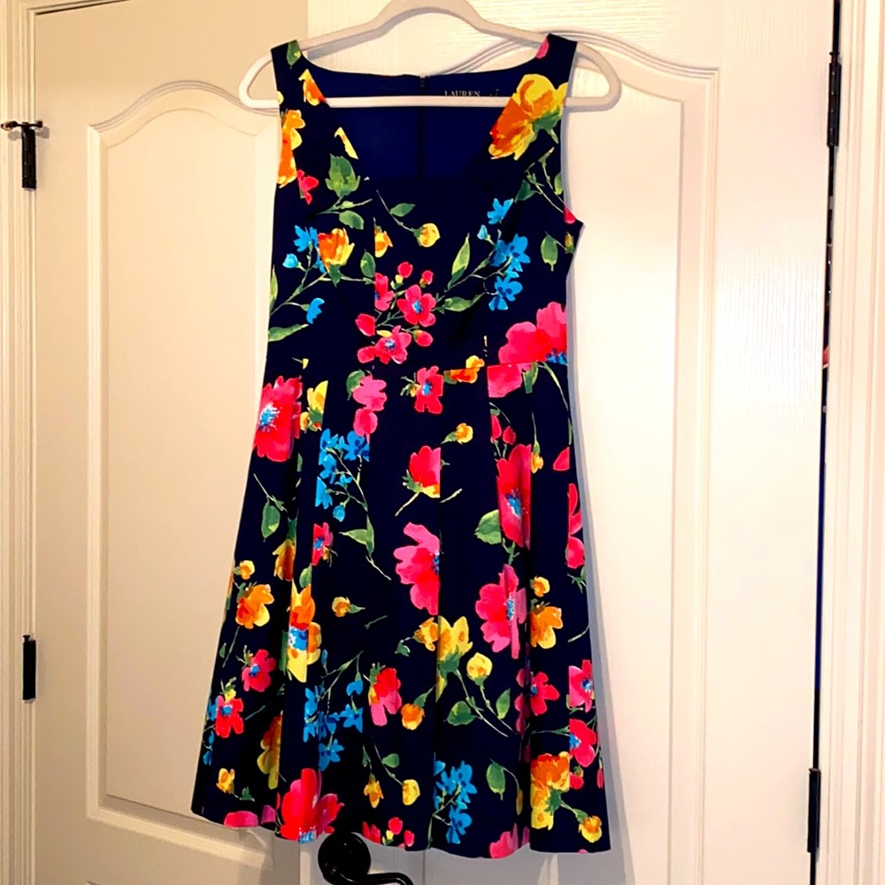 Lauren Ralph Lauren Navy Blue Floral Dress